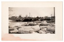 Vintage 1934 Barron WI After the Flood Ice Jam Bridge RPPC Postcard picture