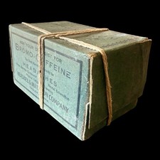 Antique Bromo-Caffeine Box Keasbey & Mattison Apothecary Headache Cure c1900 Vtg picture