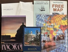 Vintage 1980s Boston Travel Ephemera Lot Map Guides USS Constitution Panorama picture