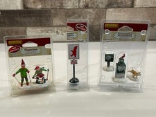 Vintage Lemax  Skiing Action Elves/News Paper Box Village Figurines NIP picture