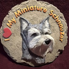 9.5” Spoontiques I Love My Miniature Schnauzer Dog Pet Wall Plaque Round Hanging picture