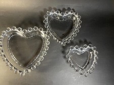 Vintage Imperial Candlewick Three Nesting Heart Trinket Trays picture