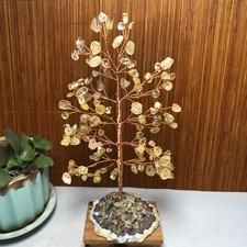178mm Natural Wealth Tree yellow crystal gravel agate slice base 117g A1403 picture