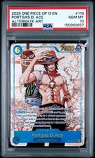 Portgas D. Ace OP13-119 Carrying on His Will Alt Art Foil SEC EN PSA 10 GEM MT picture