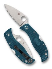 Spyderco LeafJumper K390 Satin Leaf Shaped Serrated Blade Blue FRN C262SBLK390 picture