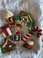 Vintage Push Pin Beaded Sequins Christmas Ornaments  Lot  MCM picture