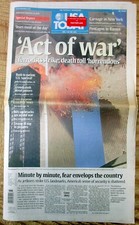 2001 newspaper ISLAMIC TERRORISTS 9-11 ATTACK on the US begins THE WAR ON TERROR picture