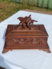 Antique black forest Brienz wood carved birds  jewelry box picture
