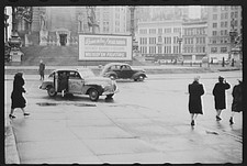 Indianapolis Indiana 1940s FSA Street Scene Taxicab Monument Circle Buildings picture