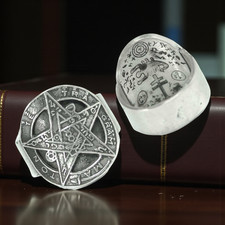 925 Sterling Silver Tetragrammaton Ring St Cyprian Exterminator Seal .42 oz Gift picture