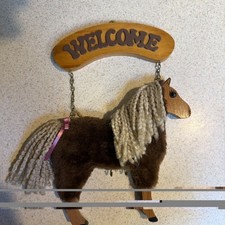 Vintage 1980’s Kitschy Horse Welcome Sign With Hooks picture