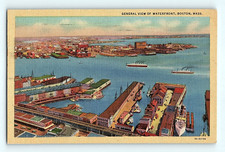 General View of Waterfront Boston Massachusetts Boats Vintage Postcard G6 picture