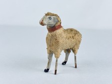 Antique German Putz Matchstick Leg - Composition Wool - Sheep Goat w/Collar picture