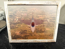 Framed 8x10 Photograph of Jet-Powered Military Aircraft Top View in Flight picture