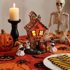 Lighted Halloween Village Haunted House with Ghosts Figurines picture