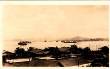 US Naval Ships near Fisherman's Point Guantanamo Bay Cuba 1920s RPPC Postcard . picture