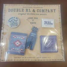 RRL Ralph Lauren Denim Pin Badge Set 5pcs Denim Center Pins 4 Badges Near MINT picture