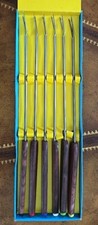 Vintage Puralum Fondue Forks - Set Of 6 - Rosewood Color Tipped -Stainless Steel picture