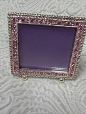 Vintage Swarovski Crystals Square Mini Enamel Picture Frame Pave Corner picture