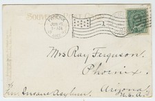 1907 Quebec Canada postmark UNDER Phoenix AZ Flag cancel. 1c King George V  PC picture