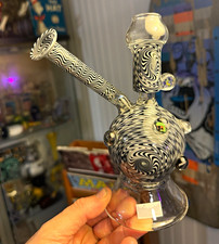 PJ glass unused heady pipe worked and millied out glass Boro picture