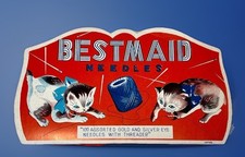 Antique Bestmaid Vintage Sewing Needles Pack, Kittens, Japan.  NEAR PERFECT picture
