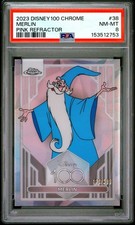 2023 Topps Chrome Disney100 #38 Merlin Pink Refractor PSA 8 picture