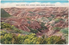 1930-1939 North Dakota ND Bad Lands Postcard Cedar Canyon From Highway Badlands picture