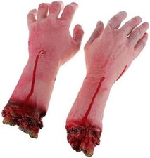 Realistic Severed Arms Halloween Props Bloody Red Scary Decorations 2 Pack picture