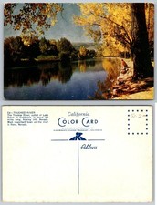 Truckee River California Autumn Trees Fisherman Lake Tahoe Vintage Postcard R3 picture