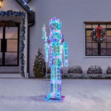 Member's Mark 6 FT Pre-Lit Prismatic Nutcracker Lifesize Nutcracker Yard Decor picture