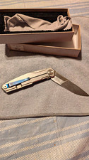 Real Steel G3 Puukko Titanium Frame Lock Pocketknife 14C28N Silver/Blue picture