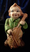 OCCUPIED JAPAN VINTAGE BOY/MAN PLAYING CELLO STREET MUSICIAN BUSKER NO CHIPS picture