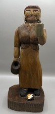 Vintage Roy Pace Hand-Carved Folk Art of Rural Woman W/Cup 1980 picture