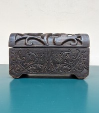 Vintage (c. 1940s) Tribal Dayak Borneo Carved Wood Tattoo/Medicine Box picture