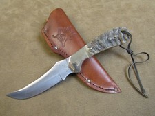 VINTAGE GERNMAN BULL BRAND GB-109RH SS RAMS HORN HANDMADE SKINNING KNIFE picture