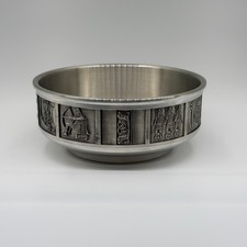 Vintage Konge Tinn Norwegian Pewter Bowl – Viking Scene Decorative Bowl picture