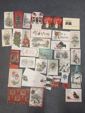 Vintage 30 Cute Christmas Holiday Greeting Cards Lot 40s-60 Ephemera Used Santa picture