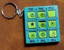 Vintage Basic Fun Tic Tac Toe Keychain 1996 Cool Mini Game Keychain Travel Fun picture