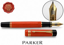 PARKER Duofold Orange GT Solid 18K M Nib Fountain Pen picture