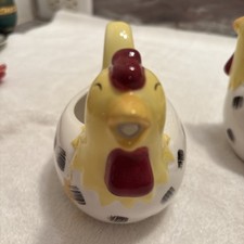 Chestnut Creek Sugar & Creamer  ChickenYellow Black Red 2pc Set Read Description picture