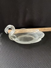 Vintage Frosted Satin Glass Swan Dish picture