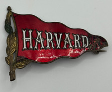 Antique Harvard University Enamel Pennant Badge Pin Brooch READ Needs Repair picture