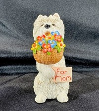 VTG Peakdale Westie Dog Figurine Flowers For Mom Hand Painted Resin England 3