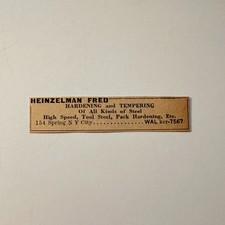 Fred Heinzelman Hardening & Tempering New York NY 1929 Ad 4AF2-S37 picture