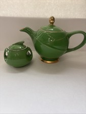Hall Vibrant Green “airflow” Teapot And Double Handle Sugar Bowl With Lid picture