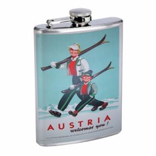Austria Vintage Em2 8oz Stainless Steel Flask Drinking Whiskey Liquor picture