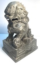 Vtg Heavy Carved Soapstone Guardian Lion Foo Dog Statue Dung Shui picture