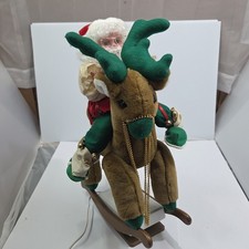 VTG 90's Santa's Best Christmas  Rocking Horse Reindeer Animated Motionette EUC picture