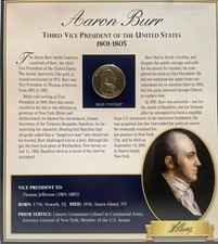 3rd Vice President Aaron Burr Historic Memorabilia (Coin and Two Stamps) picture